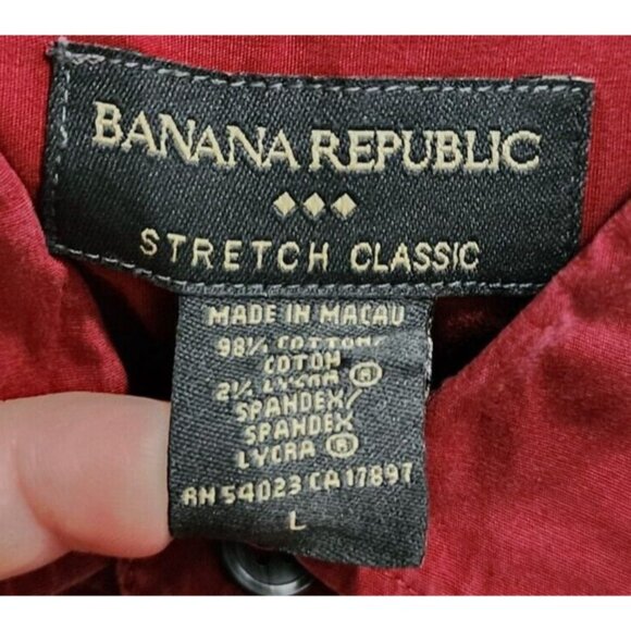 Banana Republic Stretch Classic Red Long Sleeve Button Up Shirt Size Large - Picture 3 of 10